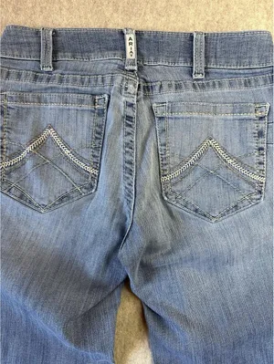ARIAT REAL Mid Rise Boot Cut Denim Blue Jeans Womens 30L Med Wash FLAW thumbnail 8