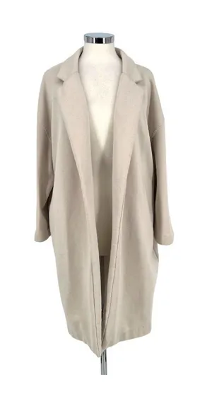 Blanknyc Keep Me Company Beige Open Front Long Minimalist Coat Size Size Small thumbnail 1