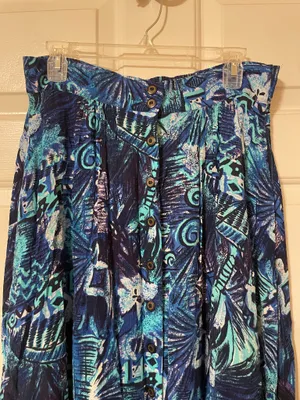 Vintage 1990’s The Limited Blue Patterned Button-Front Women's Skirt Size Medium thumbnail 2