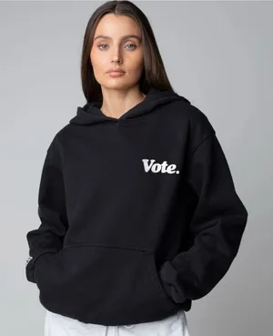 DRAFT Talentless Vote Hoodie Black 100% Cotton Fleece Graphic Pullover XS thumbnail 1