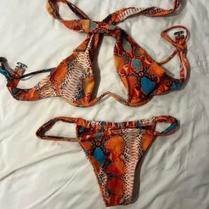 Vibrant Snake Print Bikini Set Orange Size XS thumbnail 1