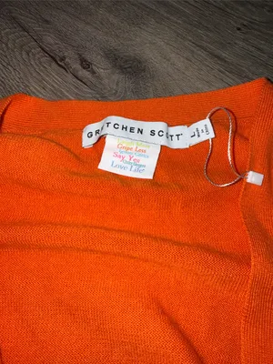 Gretchen Scott Designs Vibrant Orange Button Cardigan Size L thumbnail 3