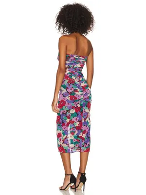 Nicholas Sorin Diamond Cutout Midi Dress Size 4 Red Green Purple NWT $500 thumbnail 6