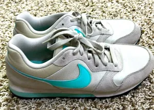 Women’s Nike MD runner 2, size 10 sneakers…grey and green thumbnail 1
