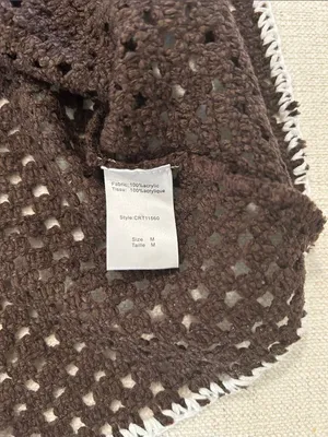 Elan Crochet Button-Up Cover-Up TOP, Brown/White, Size Medium, NWT thumbnail 8