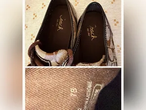 Coach Signature C Jacquard Patent Leather Low Top Sneakers Brown Khaki Size 7 thumbnail 14