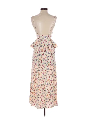 Cream Floral Peplum Maxi Dress with Spaghetti Straps thumbnail 2
