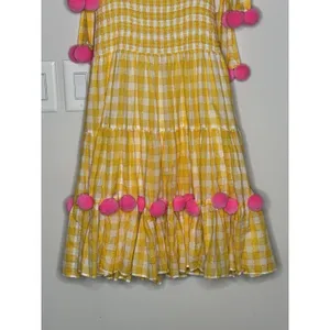 Sundress Pippa Dress Women's M/Large Yellow Gingham Check Pom Pom Boho Revolve thumbnail 5