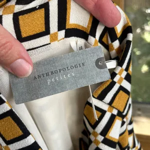 Anthropologie Maya Ruched Cowl Neck Dress Yellow Geometric Print Size MP. NEW! thumbnail 9