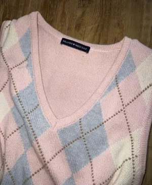 Brandy Melville Pink and blue Gingham sweater vest thumbnail 2