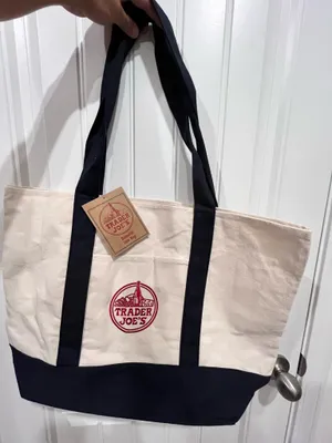 Trader's Joe Large Tote Bag Tan thumbnail 1
