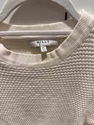 Milly Ivory Textured Crewneck Sweater thumbnail 3
