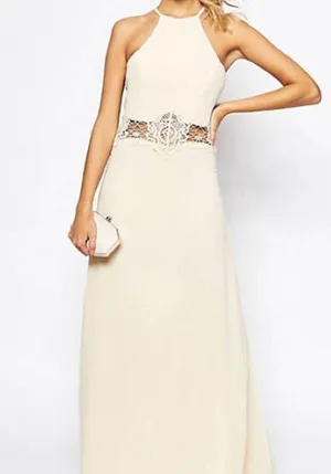 NWT Jarlo London ASOS Cream Aden Maxi Dress Lace Insert Waist Size XS/8 thumbnail 3