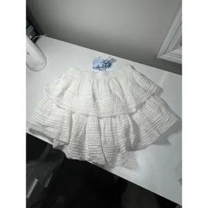 Aerie White Tiered Ruffle Mini Skirt Lace Trim Textured Crinkle Size‎ Medium thumbnail 4
