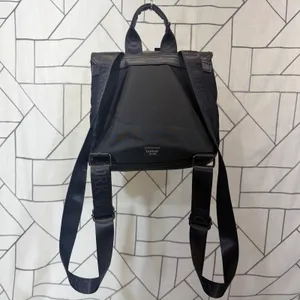 Botkier Backpack‎ Small Black Nylon Leather Trim Logo Straps Zipper Pockets thumbnail 2