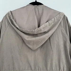 Becool Hooded Utility Jacket Womens Large Taupe Draped Open Front Drawstring thumbnail 4