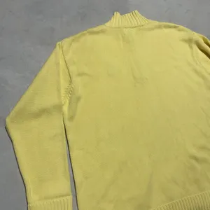 Polo Lauren Ralph Lauren Unisex 1/4 Zip Yellow Knit Cotton Sweater SZ XL Crest thumbnail 8