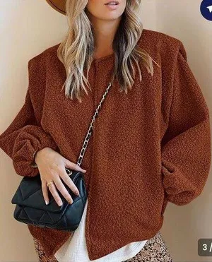 NEW Sherpa Fleece Jacket Faux Wool Embedded Lantern Sleeve Pockets M thumbnail 1