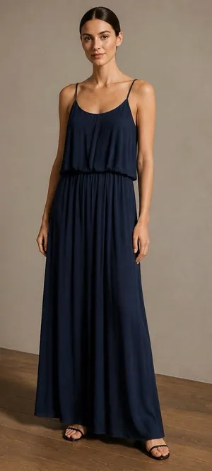 Lauren Conrad Maxi Blue Sleeveless Pleated Dress Size M thumbnail 1