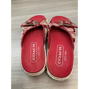 Coach Bonny Signature Red Canvas Slide Sandals thumbnail 6