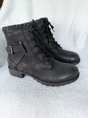 Crown Vintage Racine Combat Boots Womens Size 9.5M Black Side Zip Buckle Strap thumbnail 7