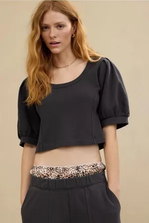 Aerie Lightweight Ribbed Short Sleeve Sweatshirt Size XL thumbnail 1