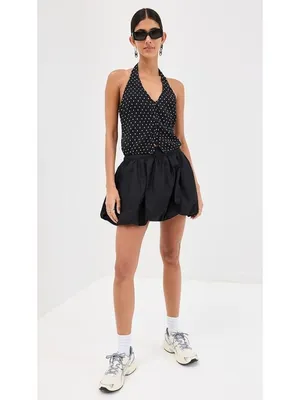 LIONESS Brat Halter Top in Onyx Polka XSmall New Womens Sleeveless Tank thumbnail 15