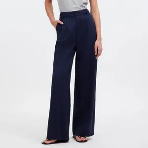 Madewell Deep Indigo Harlow Linen Blend Buttons Wide Leg Pants thumbnail 4