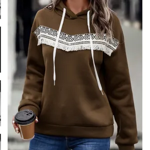 Womens Brown Geo Print Contrast Hoodie sz medium thumbnail 4