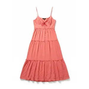 Lulus‎ Sweetest Perception Midi Dress Womens Large Coral Pink NWT Ruffle Tiered thumbnail 5
