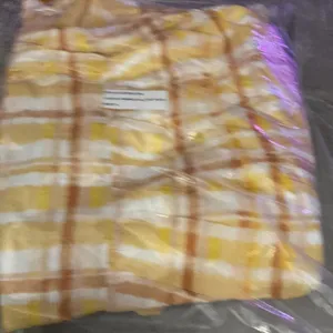 astr the label Ilana Dress Yellow Plaid M Open back Boho Puff Sleeve Pockets thumbnail 4