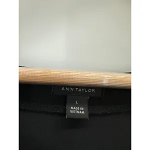 Ann Taylor Blouse Women Large Black Round Neck Puff Long Sleeve Stretch Career thumbnail 6