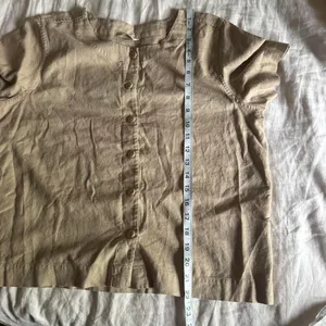 Christopher & Banks Linen Blend Blouse M Taupe Button Front Coastal Minimalist thumbnail 7