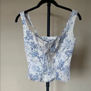 House of CB Chicca Blue Floral Top nwot size‎ XS D/DD thumbnail 3