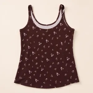 No Boundaries Burgundy Ditsy Floral Tank Top Y2K Coquette L thumbnail 7