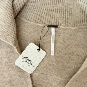 NWT!! FREE PEOPLE Eloura Cashmere‎ Henley Sweater Solid Light Brown Tan X-Large thumbnail 11