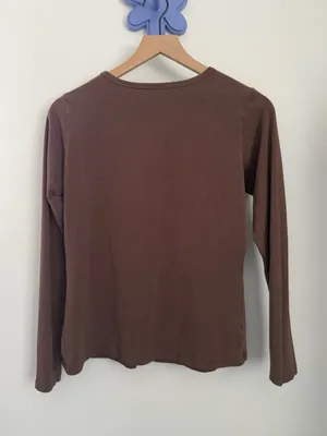 Skims XL Vintage Long Sleeve Henley Coca Brown Crew Minimal Fall Forest thumbnail 6