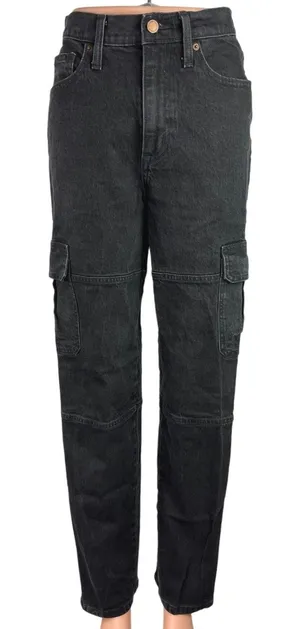 Universal Threads Women's Black High Rise Straight Leg Cargo Denim Jeans Size 2 thumbnail 1