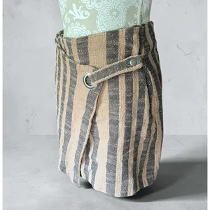 Free People Wrap Mini Skirt M Brown Stripe Asymmetrical Boho Cottage Festival thumbnail 5