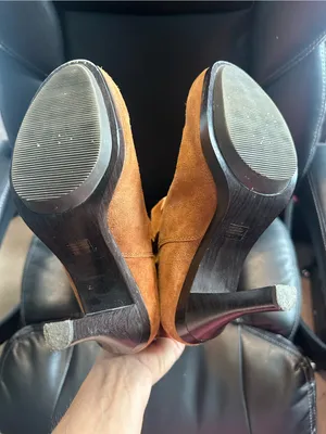 Michael Kors Cognac Suede Slouch buckle pull on knee high Boot heels thumbnail 5