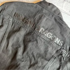 Levi’s Imagine Dragons Black Denim Womens Small Embroidered Jean Jacket . thumbnail 3
