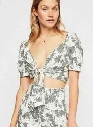 Free People Hampton Gingham Floral Crop Top thumbnail 1