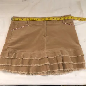 2000s Y2K Brown micro mini ruffle tiered corduroy skirt pink rhinestones-9/M #babydoll #fairycore #grunge #baddie #preppy trendy thumbnail 4