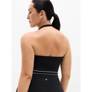 New Athleta S Recharge Rib Seamless Halter Tank Black Bone Trim Small thumbnail 3