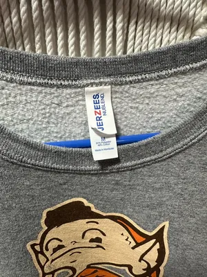 Jerzees Gray Sweatshirt with Orange Cleveland Mascot Graphic thumbnail 2