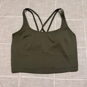 All In Motion Light Support Strappy Crop Sports Bra Top Olive Green Size M thumbnail 2