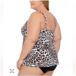 Swim Solutions Plus Size Knotted Flyaway Fauxkini One-Piece Swimsuit Size 20W thumbnail 2