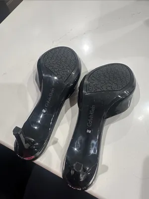 Calvin Klein shiny black slide heel kitten heels size 9 thumbnail 5