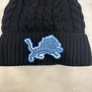 Detroit lions nfl Cozy Black Knit Beanie with Blue Lions logo Emblem! thumbnail 2