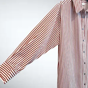 Entro Textured Stripe Button Down Shirt Dress in Rust Size S thumbnail 6